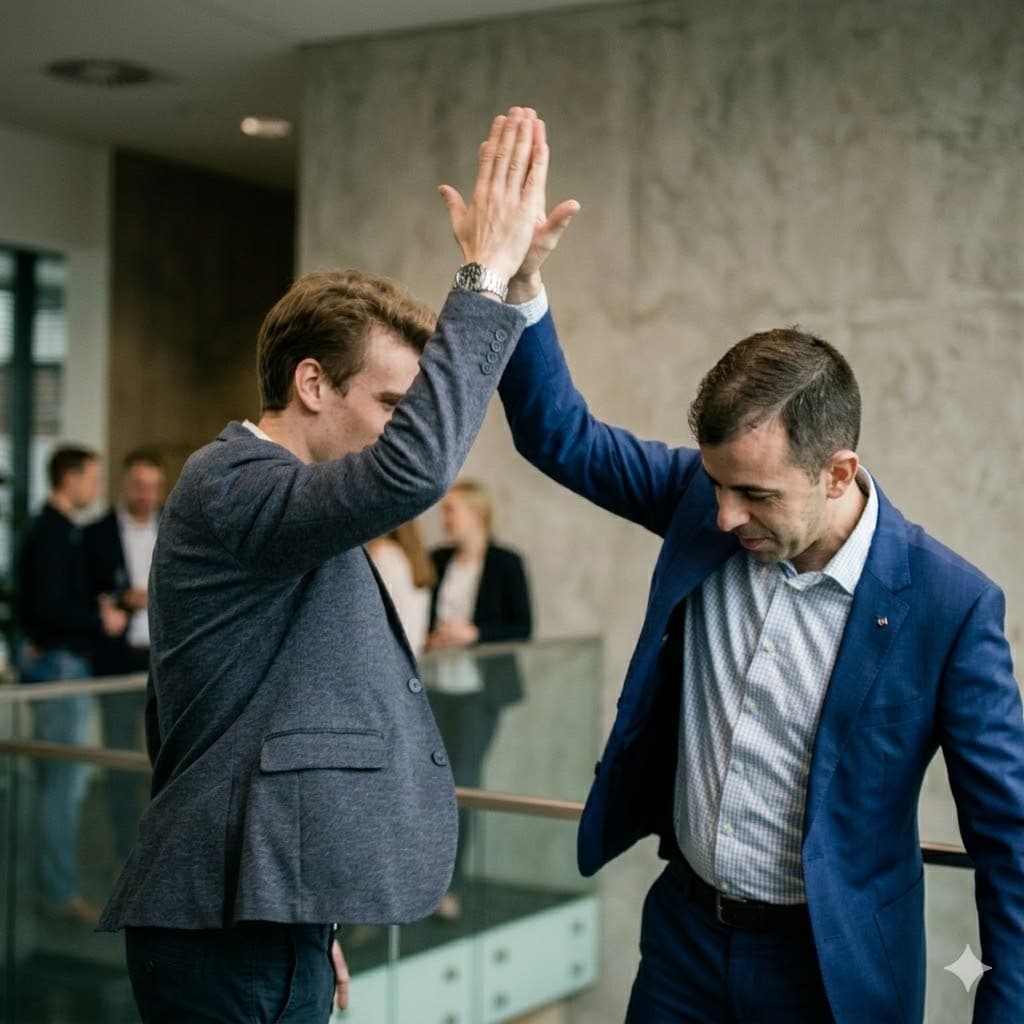 Cédric en Pieter high five